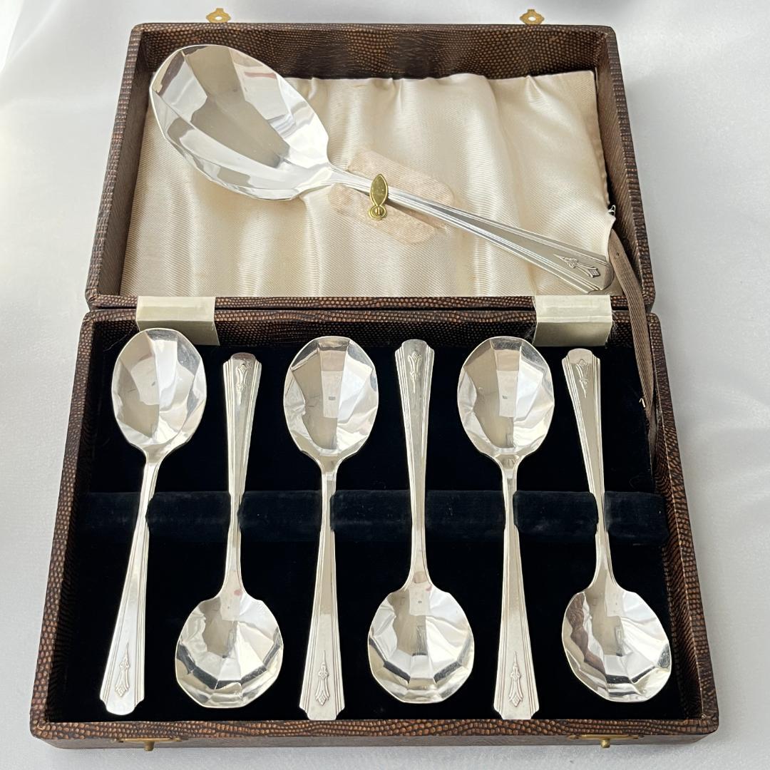 【英国】 アールデコのアイスセット スプーン / サーバー Art Deco