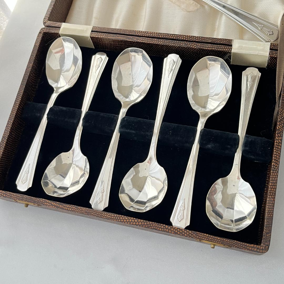 【英国】 アールデコのアイスセット スプーン / サーバー Art Deco