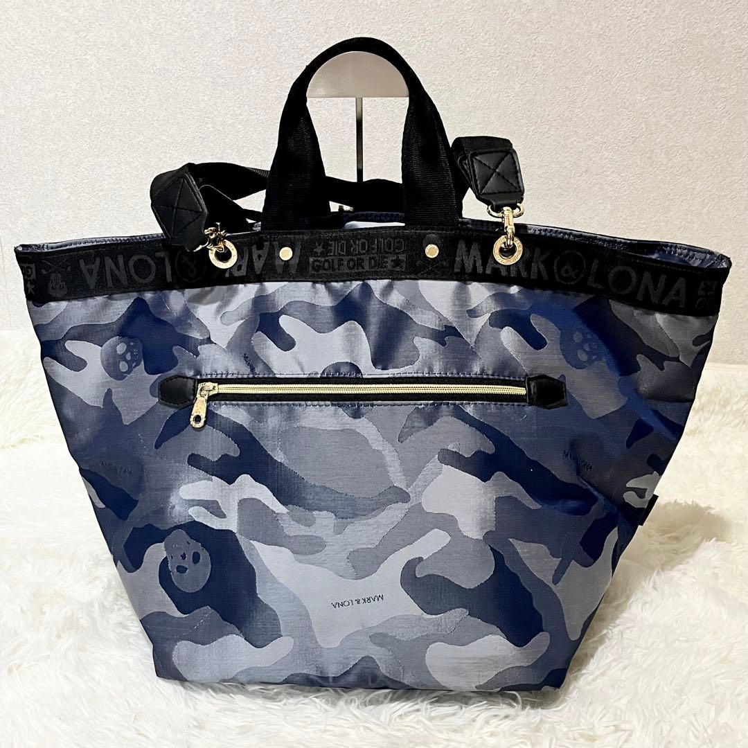 未使用級✨MARK&LONA トートバッグ　2way 迷彩　スカル　ネイビー