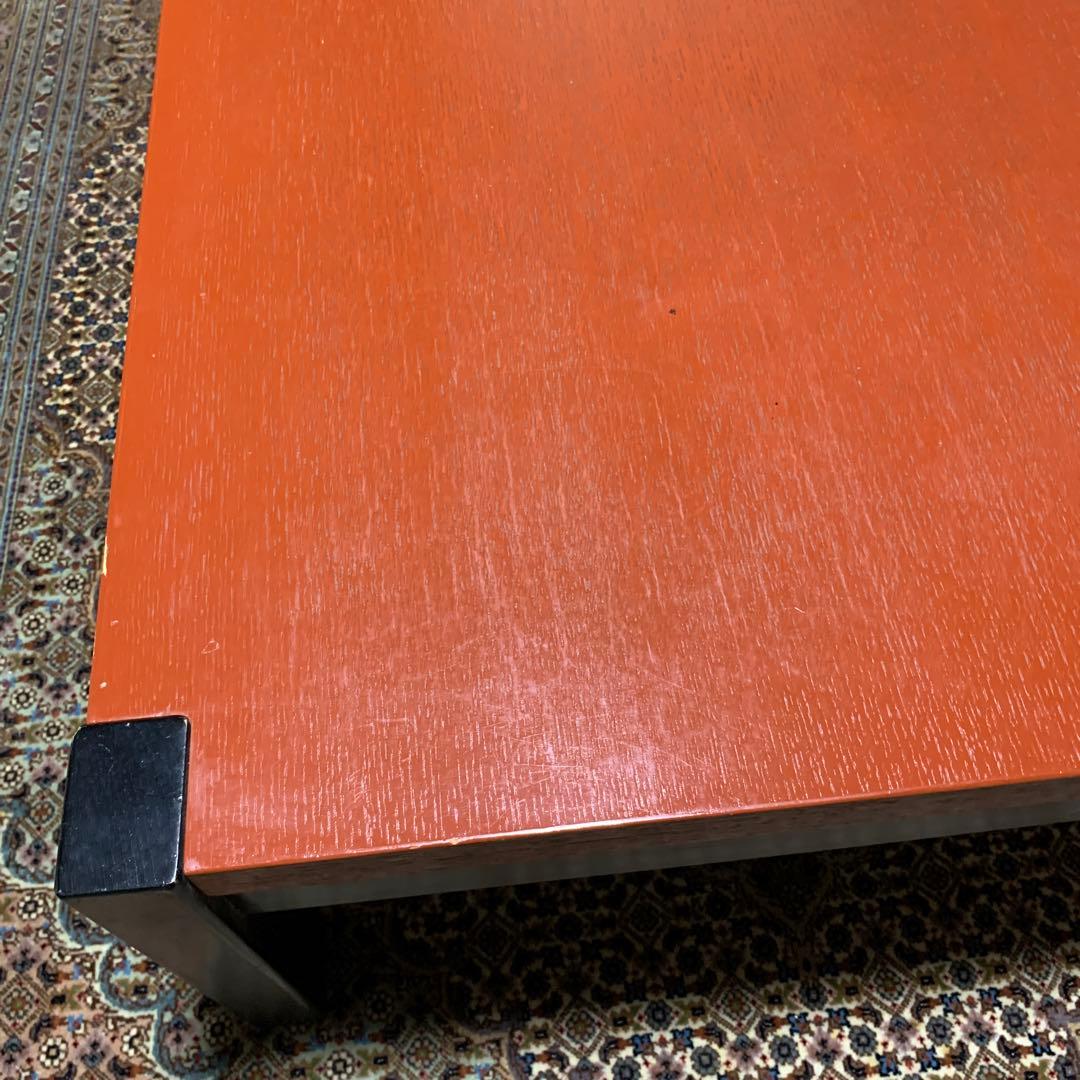 値下げ！木製 赤色 長方形座卓　折りたたみ脚　漆塗り
