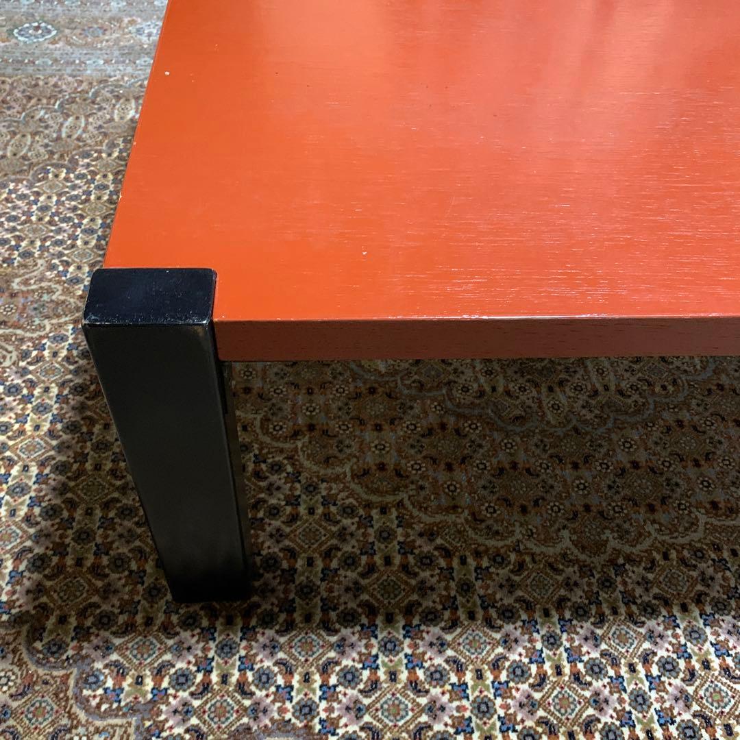 値下げ！木製 赤色 長方形座卓　折りたたみ脚　漆塗り