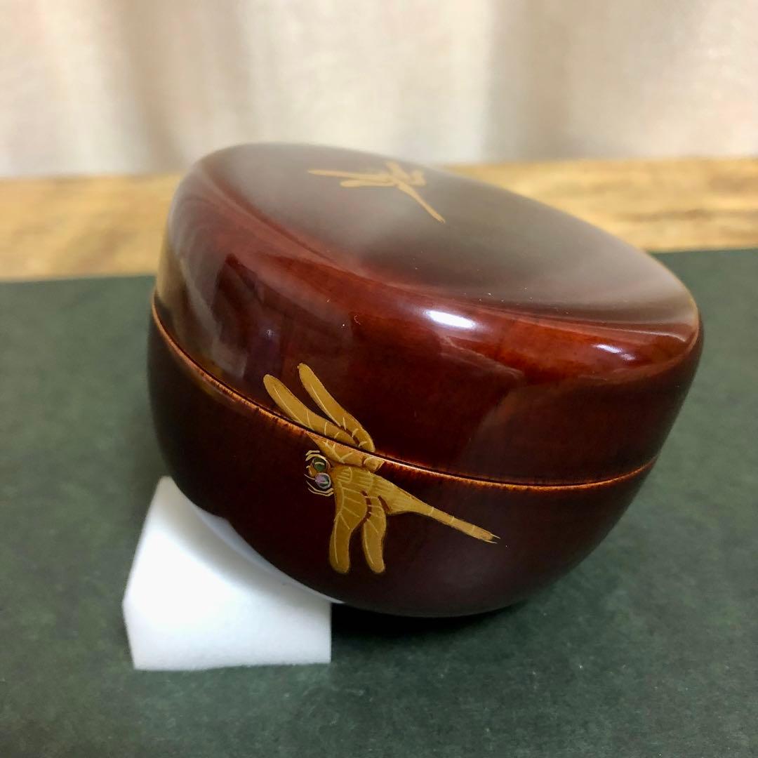 和田瑾斎 蜻蛉蒔絵平棗 共箱 茶道具 勝ち虫 豊穣の象徴