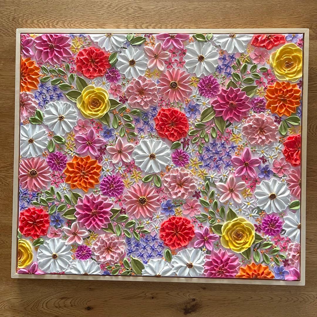 絵画 フラワーアート 花の絵 現代アート アートパネル　花柄　フラワーインテリア