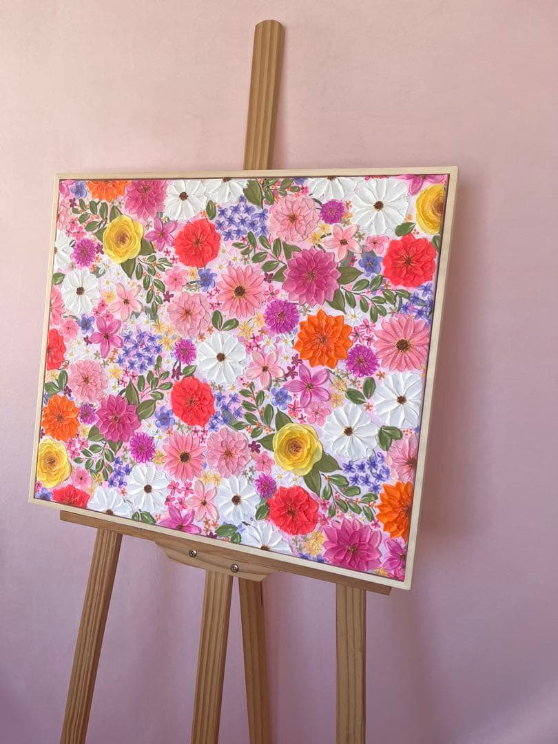 絵画 フラワーアート 花の絵 現代アート アートパネル　花柄　フラワーインテリア