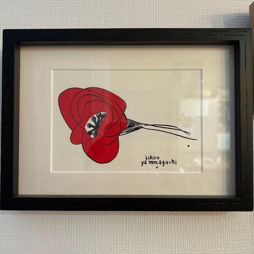 山口一郎　赤い花　赤いHANA フレーム付