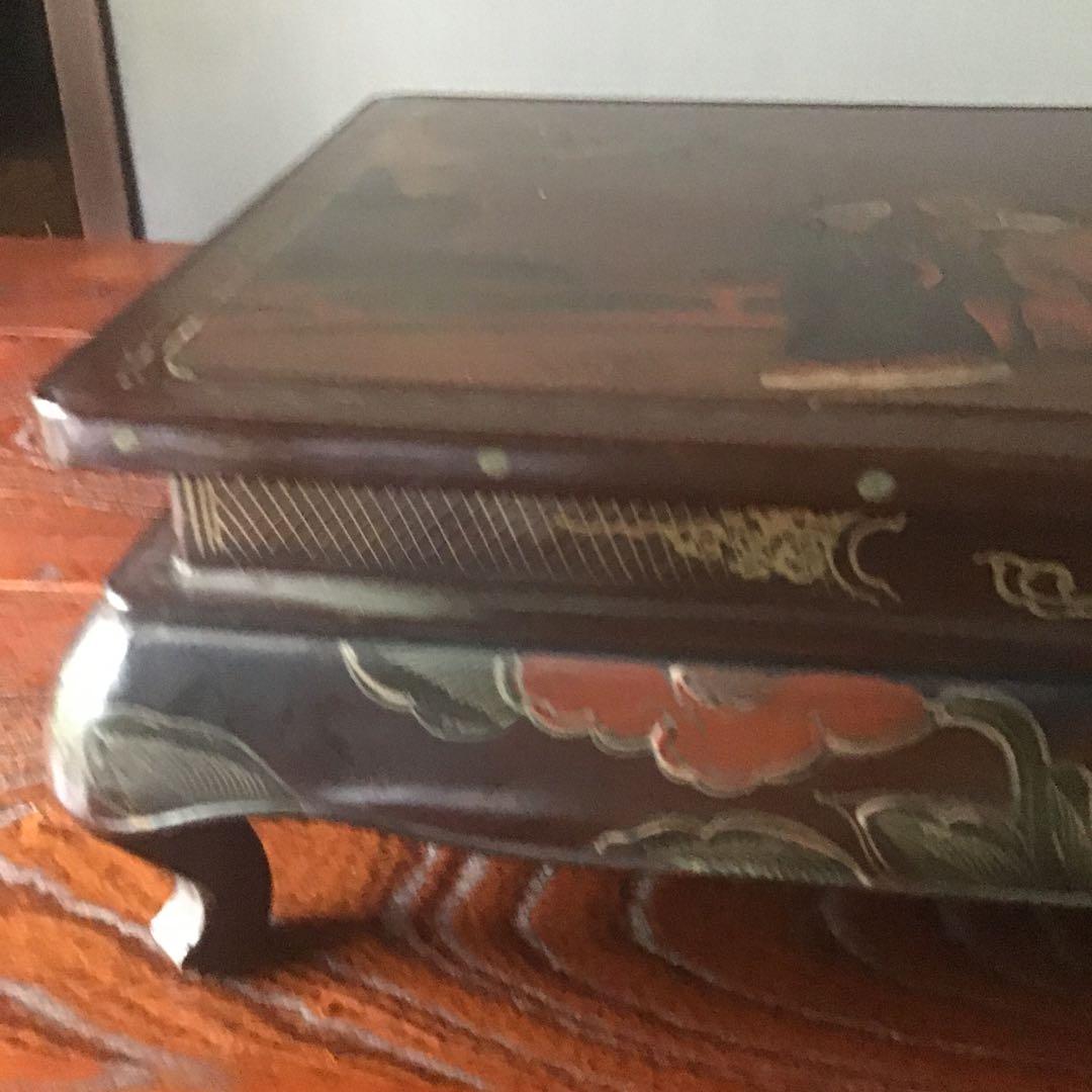 支那人遊庭図　香炉台　花台　　清朝期