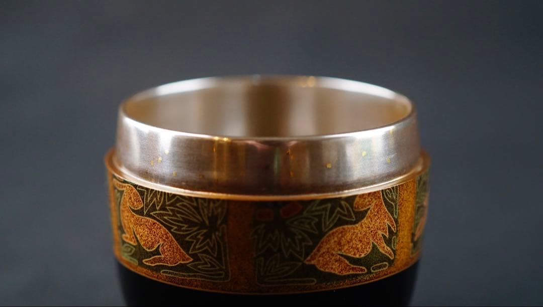 古裂・花兎蒔絵　大棗　内銀地平目　加賀蒔絵師　細川司光