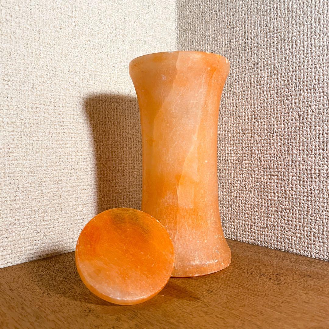 【19世紀後半】スペイン製アルバスター容器 オレンジ 半透明