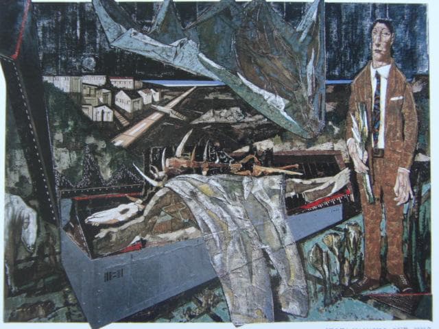 玉川信一、【灰の箱】、希少な画集画、新品高級額・額装付