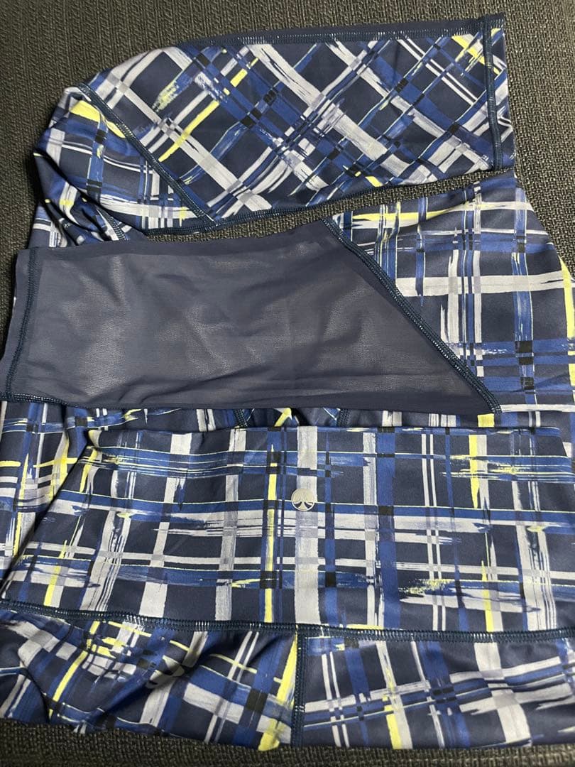 SUKALA チェックレギンス ネイビー L 背面メッシュ LAVA