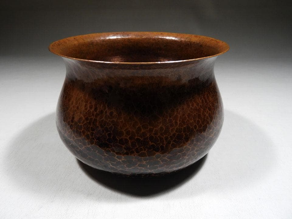 ●清雅堂造 別注一品物 西方正 打上 銅 建水 銀摘 さやえんどう 略歴栞 共箱