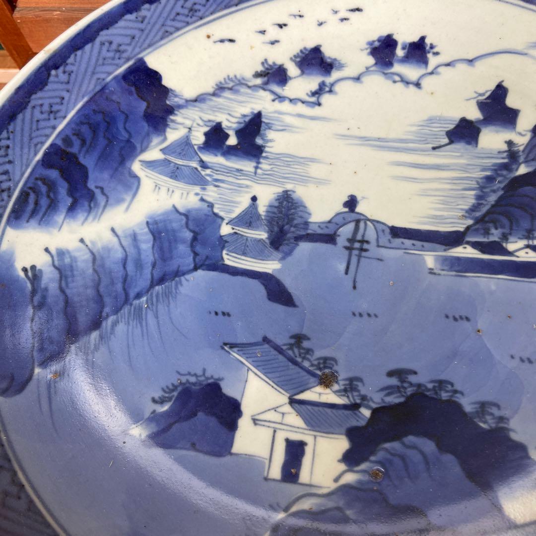 古伊万里染付風景図大皿