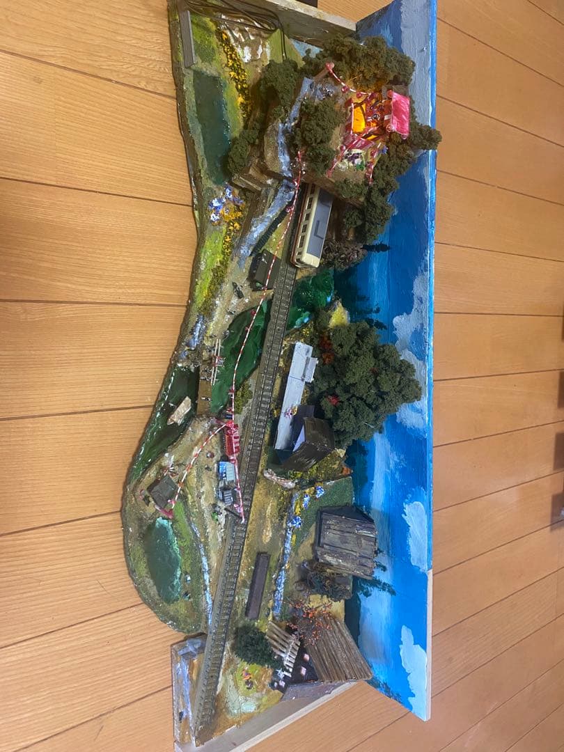 ジオラマ　田舎の祭り　電車付き