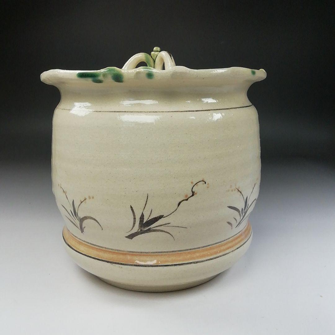 Ｔ１９２　水指　『弥七田織部』『桃山窯　林英仁』　共箱　茶道具