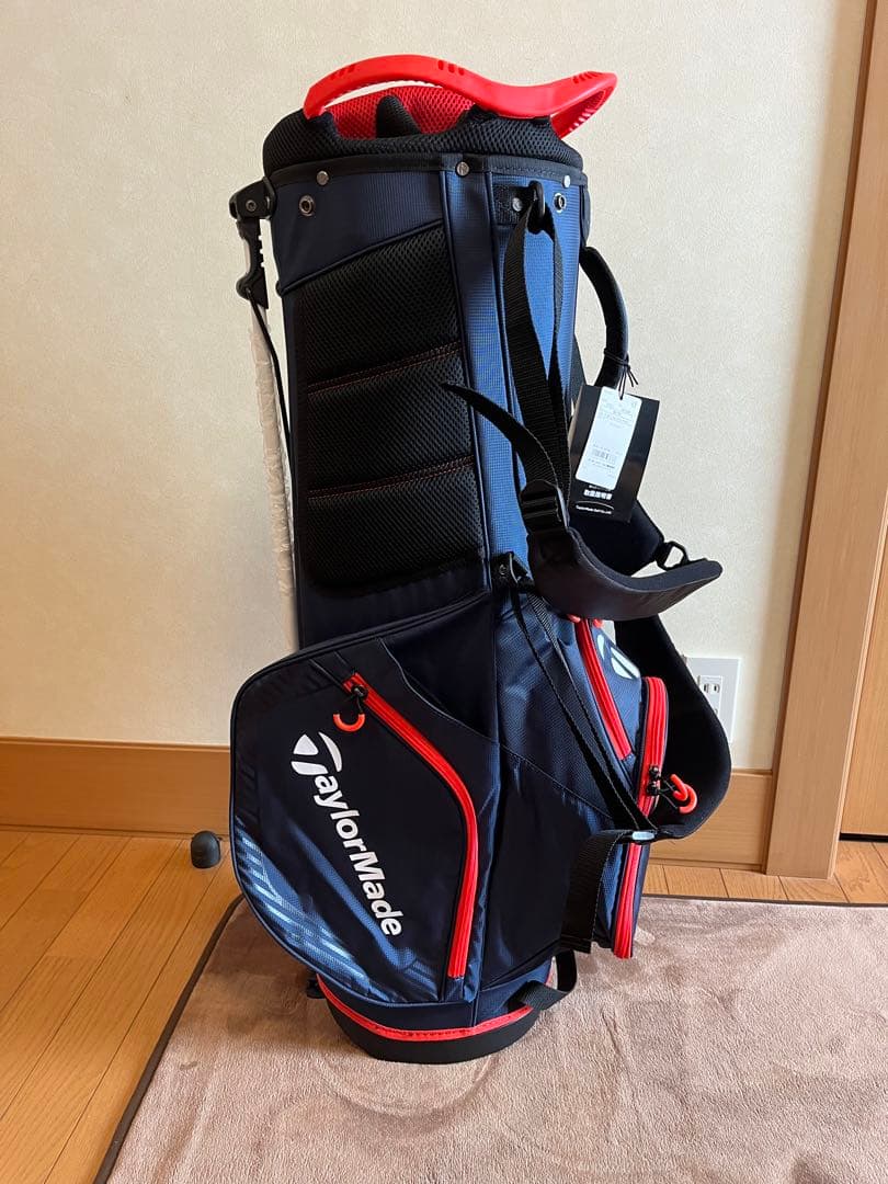 新品未使用TaylorMade スタンドバッグ ネイビー/レッド　ネームタグ付