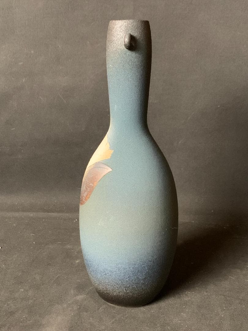 林小六造 泥彩 椿図 耳付 一輪生 共箱 共布　楠部弥弌師事 867