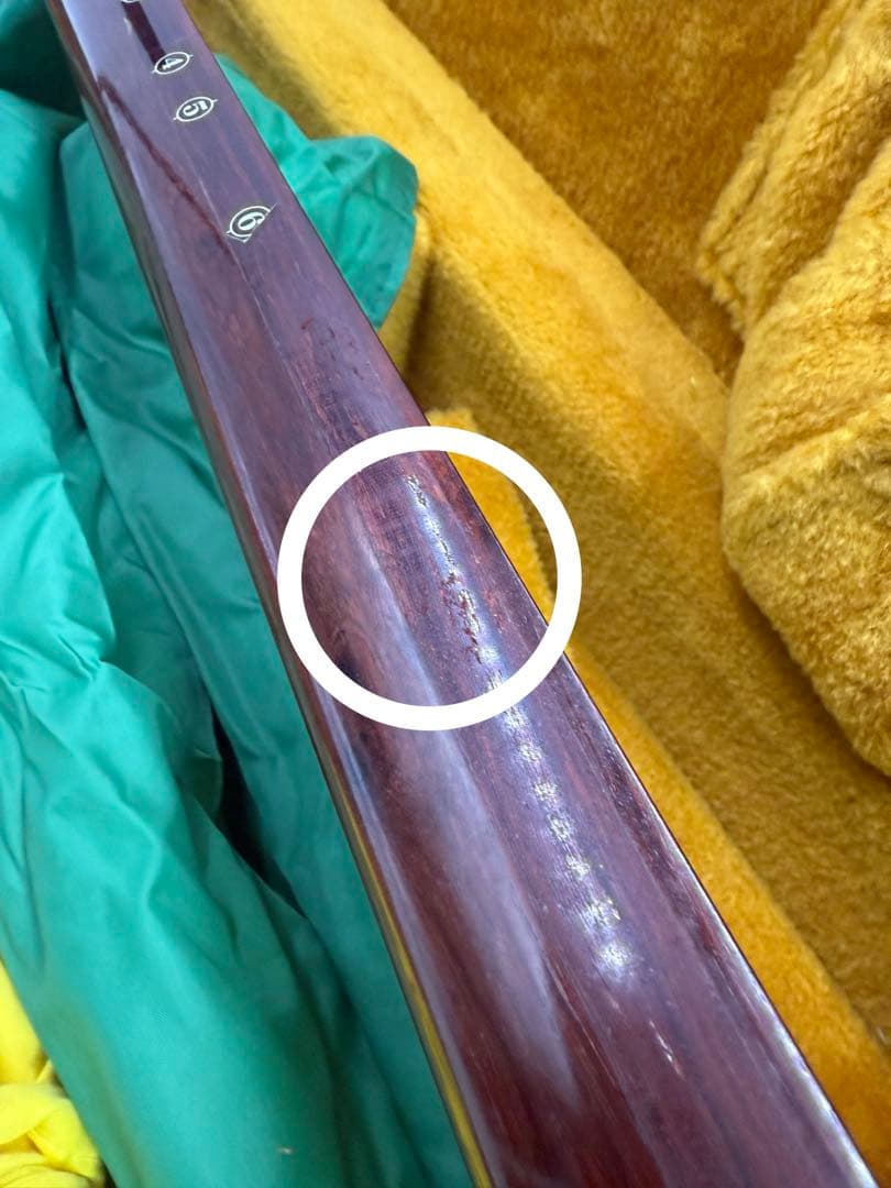 津軽三味線 東さわり 2段溝 太柄 紅木 丸打胴 和楽器 ハードケース付き