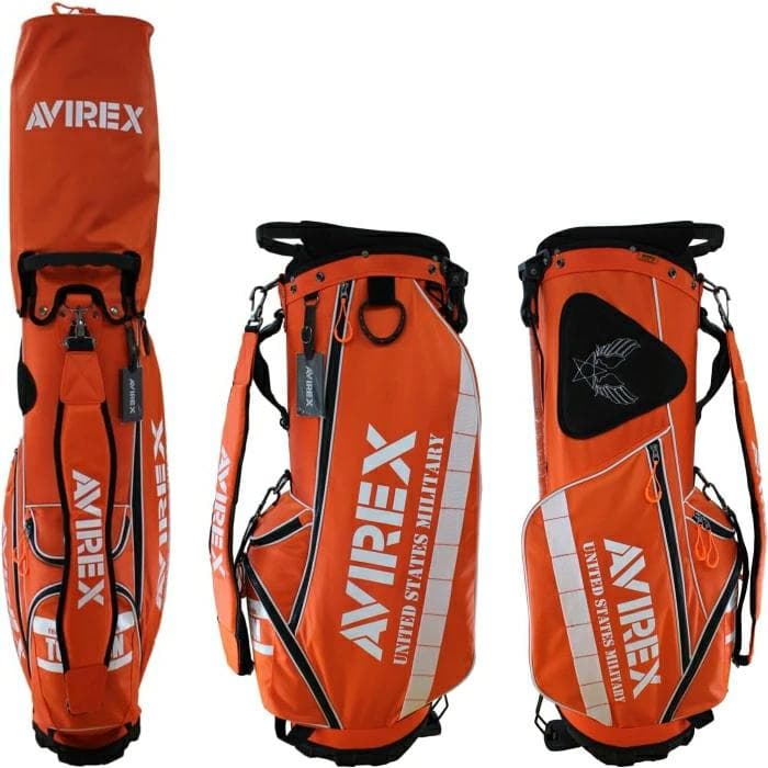 新品 AVIREX アヴィレックスゴルフ スタンド式 キャディバッグ オレンジ