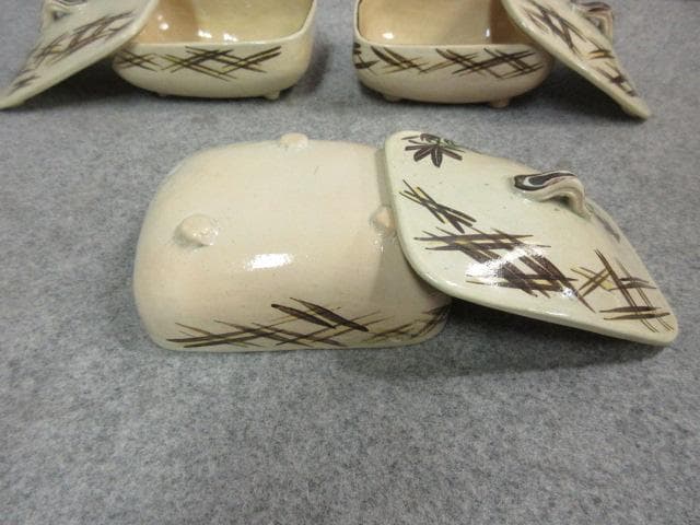 楓図蓋付き向付 3個 箱入り [B24548]