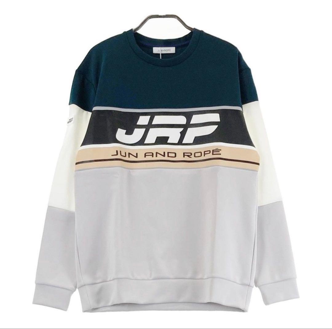 【美品】Jun & Ropé カラーブロックフロントプリント長袖プルオーバー