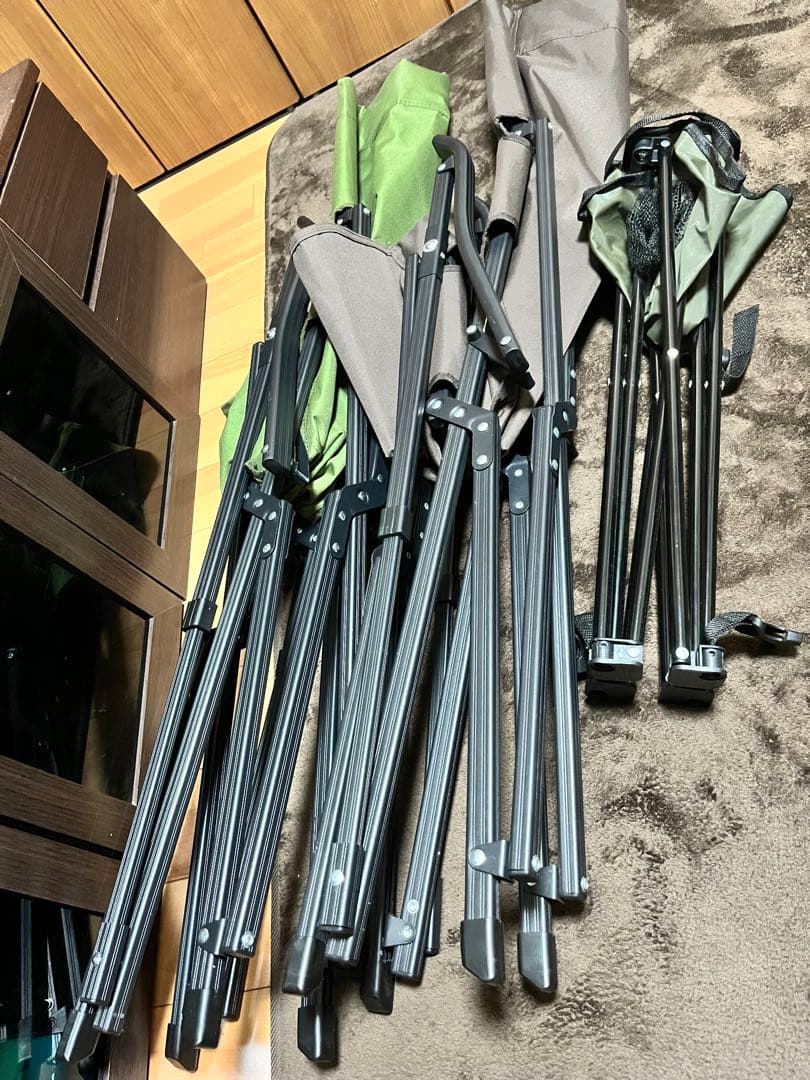 アウトドア用ハイバックチェア2脚とテーブルセット