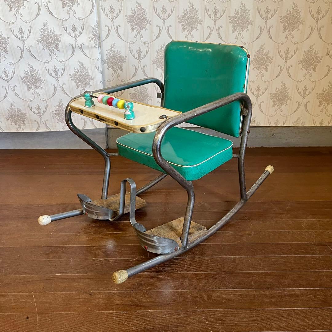 【アンティーク】昭和レトロ ロッキングベビーチェア 赤ちゃん椅子 遊具付き