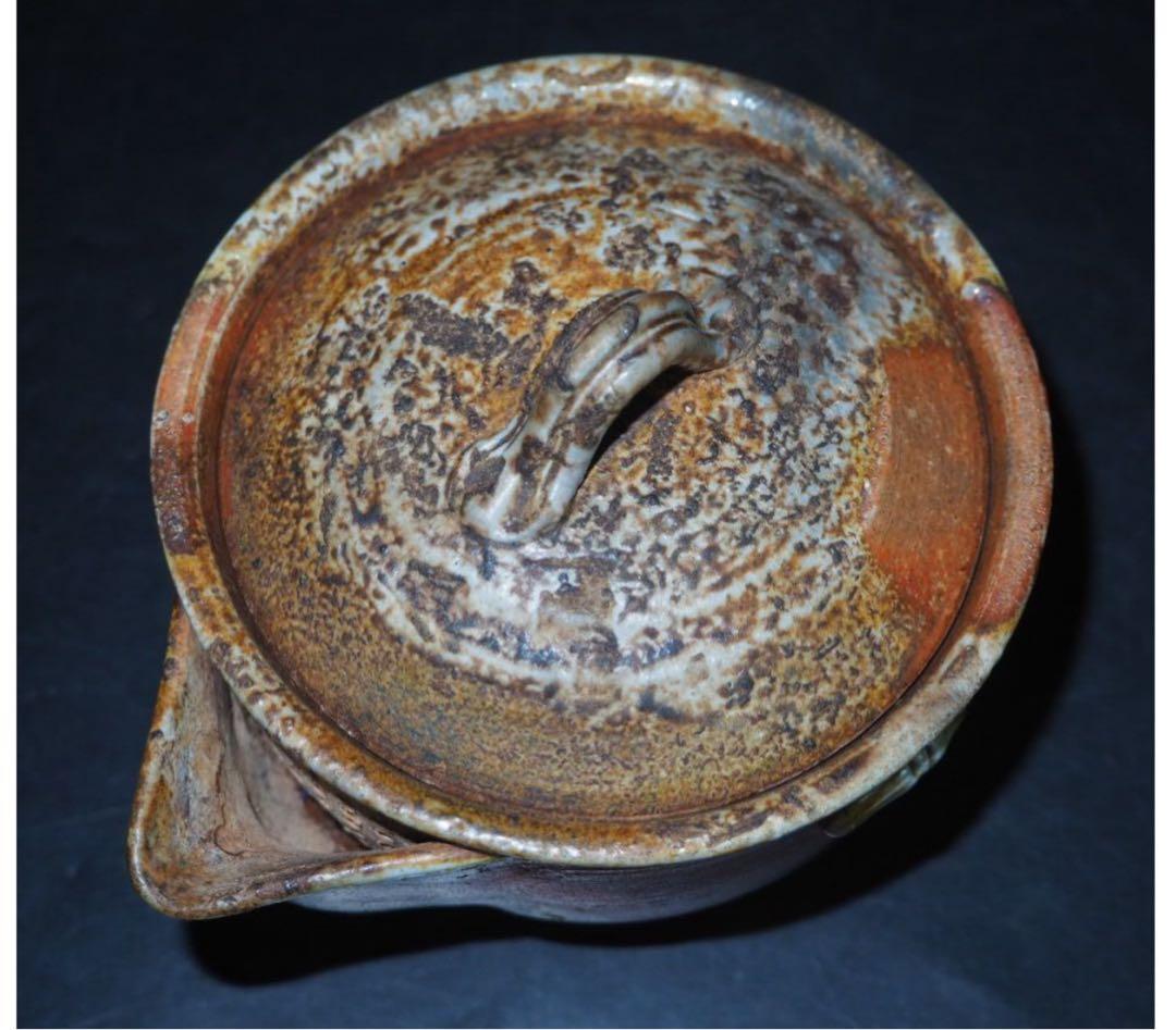 送料無料　時代備前焼『一楽』作　窯変泡瓶・宝瓶・急須　時代物　煎茶道具