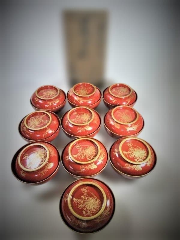 金蒔絵 吸い物椀 大正四年 京漆器 十客