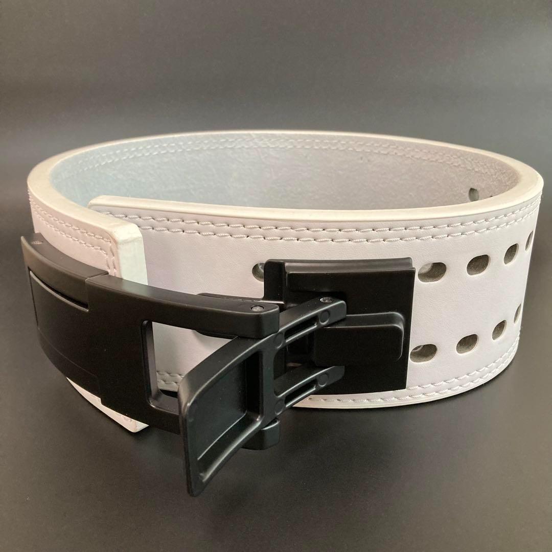 本革13mm パワーベルト 筋トレ パワーリフト XL size 可変式 白×黒