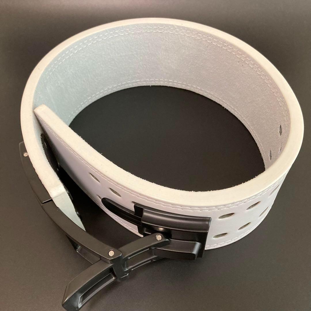 本革13mm パワーベルト 筋トレ パワーリフト XL size 可変式 白×黒