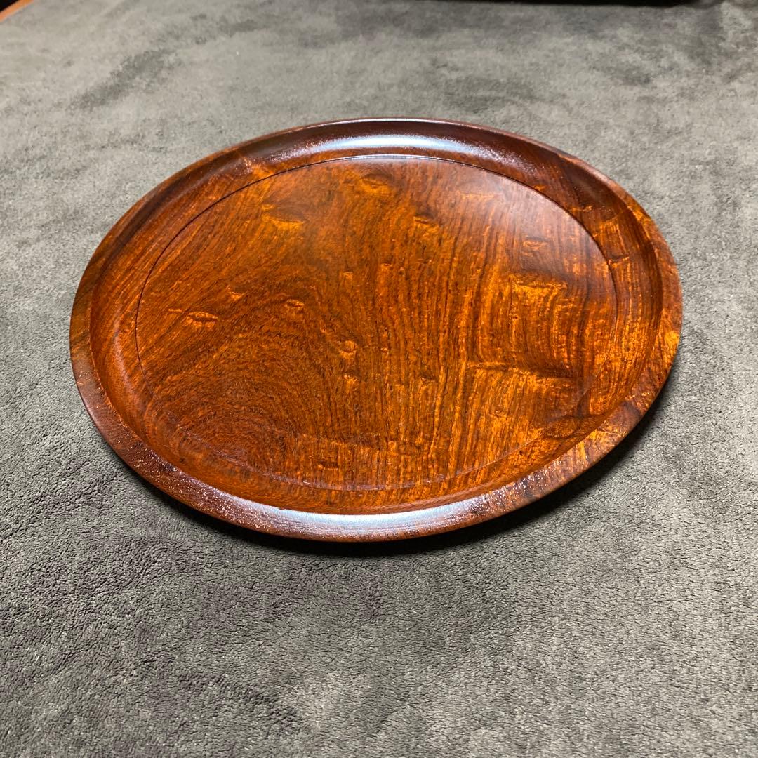 花梨　玉杢　浅盆　盆　トレー　30cm