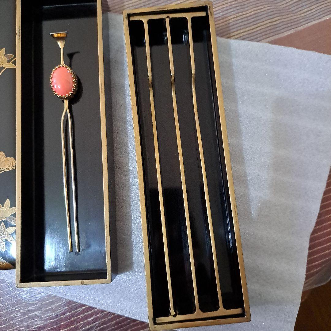 Jun  お値下げ中　　古美術　江戸中　装飾品箱　かんざし箱　極上金彩