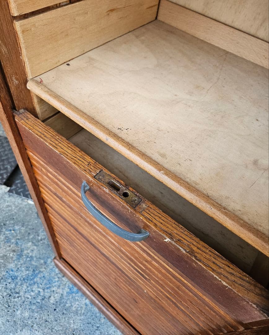 フランスアンティーク 蛇腹のファイルキャビネット 木製 飾り棚 下駄箱