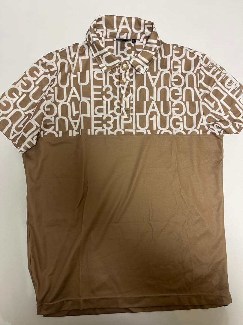 【美品‼️】ウノピュウゴルフ　立体ロゴ×総柄　ゴルフウェア　半袖　ポロシャツ