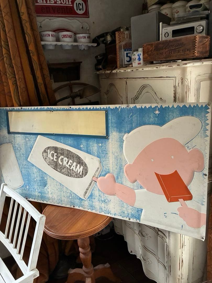 アンティーク　メタル　サイン　プレート　看板　ICE CREAM アメリカ　レア
