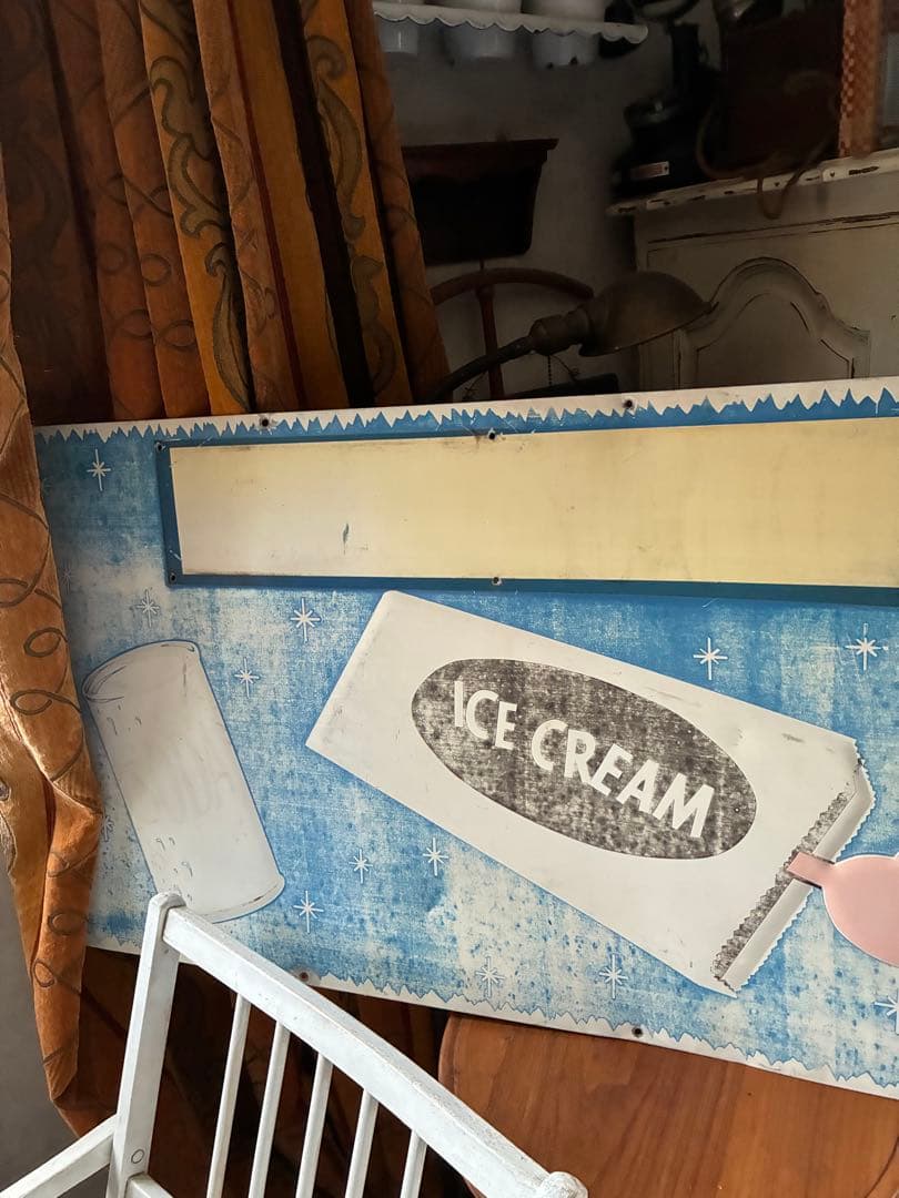 アンティーク　メタル　サイン　プレート　看板　ICE CREAM アメリカ　レア
