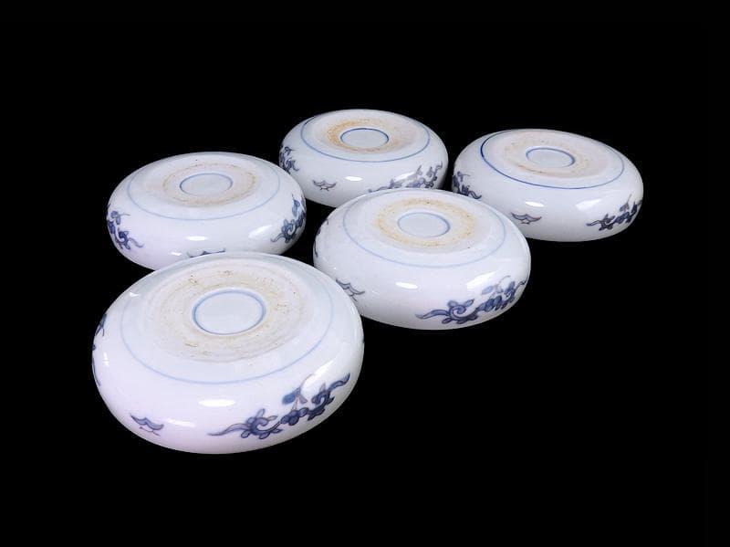 古伊万里　色絵　窓絵　菊に桔梗の図　膾皿　５客　C001AS-CWa