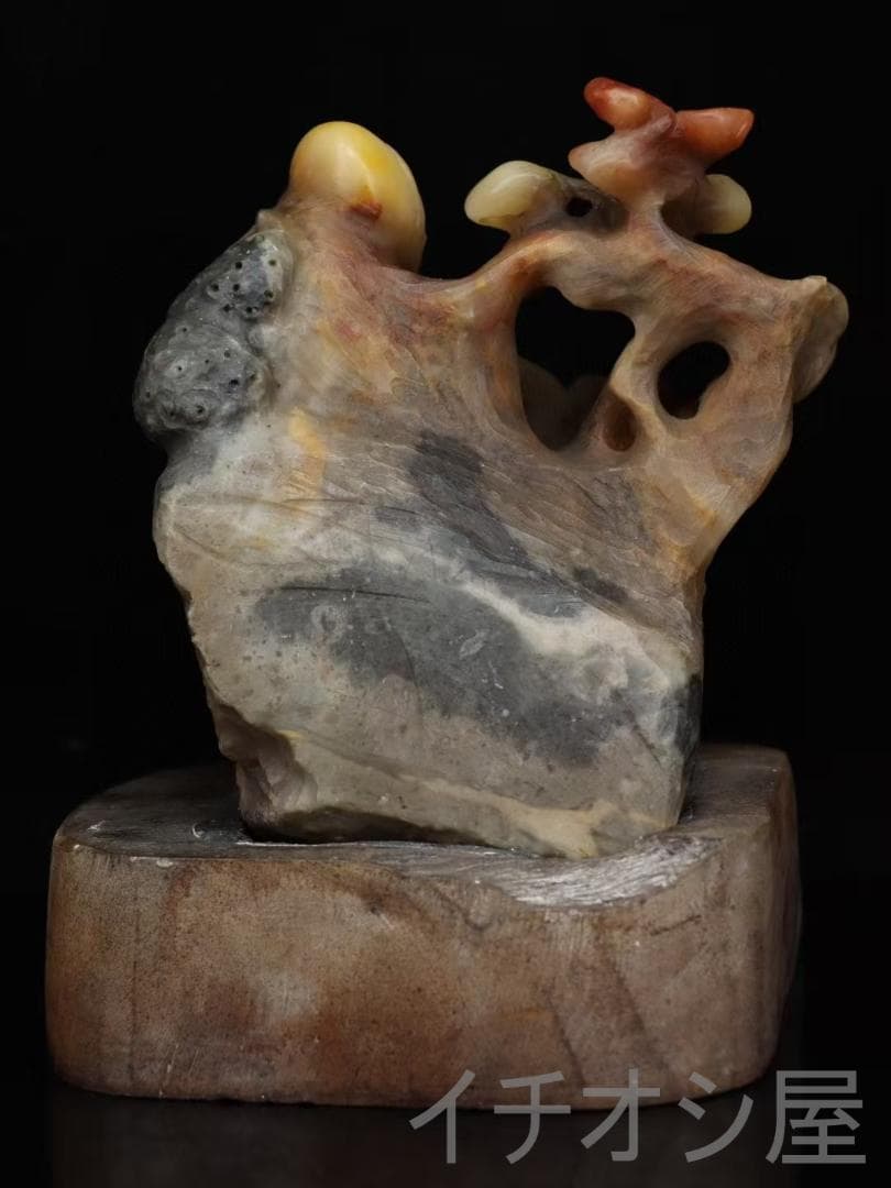 中国古美術 寿山石紅芙蓉石彫 寿星随形印材 印章置物 手彫精緻 文房 印鑑 開運