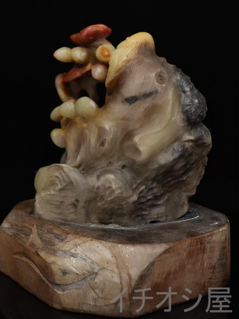 中国古美術 寿山石紅芙蓉石彫 寿星随形印材 印章置物 手彫精緻 文房 印鑑 開運