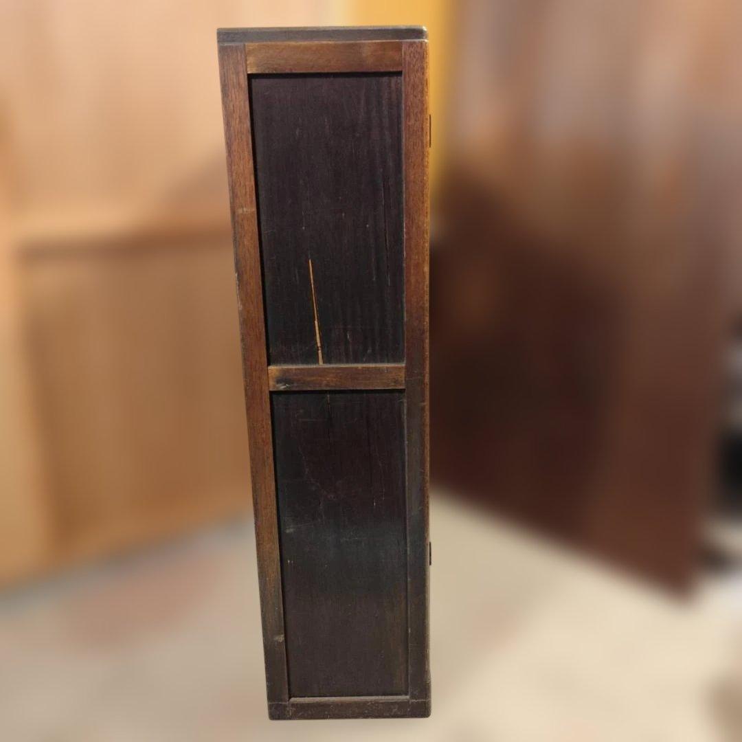 訳あり 昭和レトロ キャビネット モールガラス 収納棚 本棚 修復あり