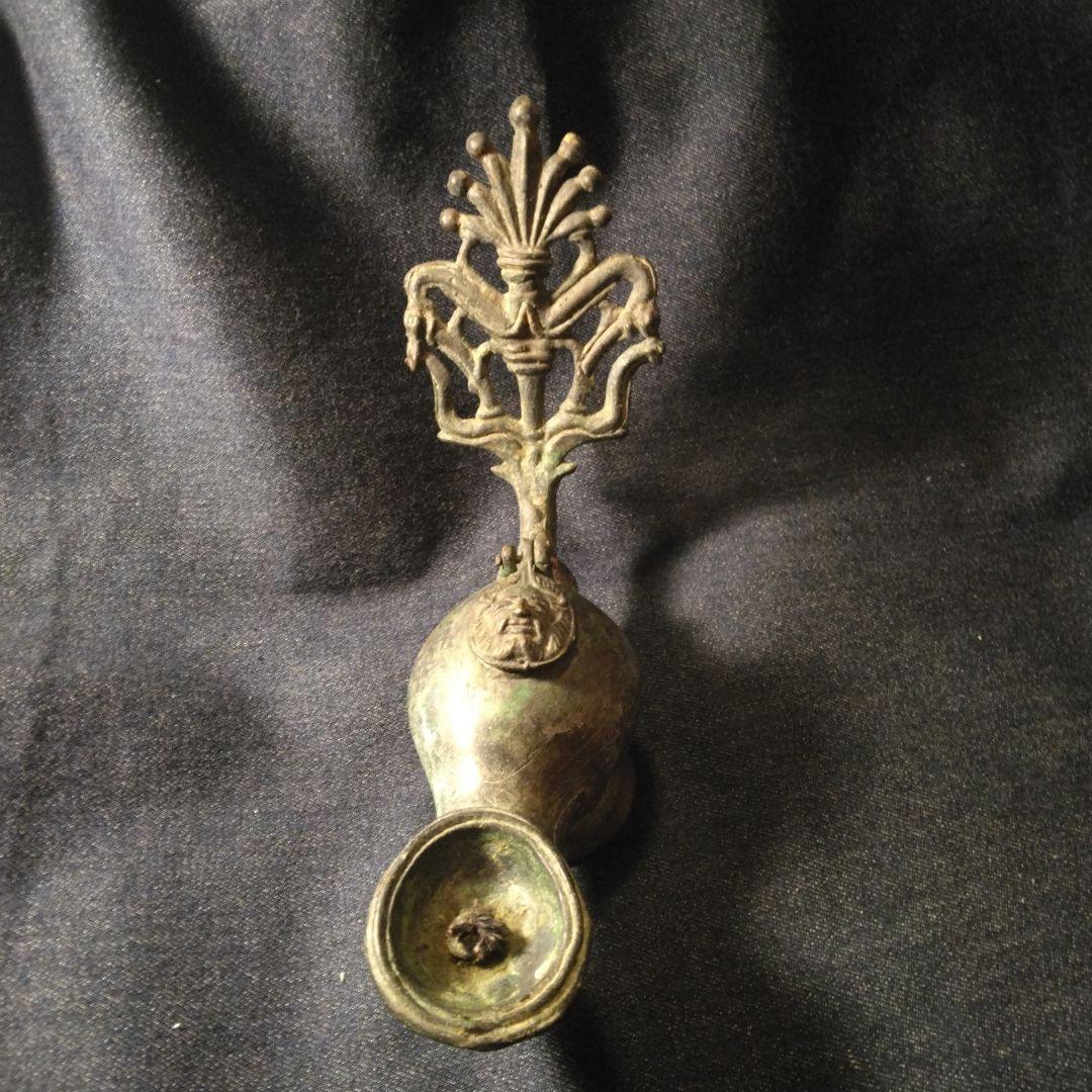 青銅製アンティーク雑貨　外国製灯火器　ランプ