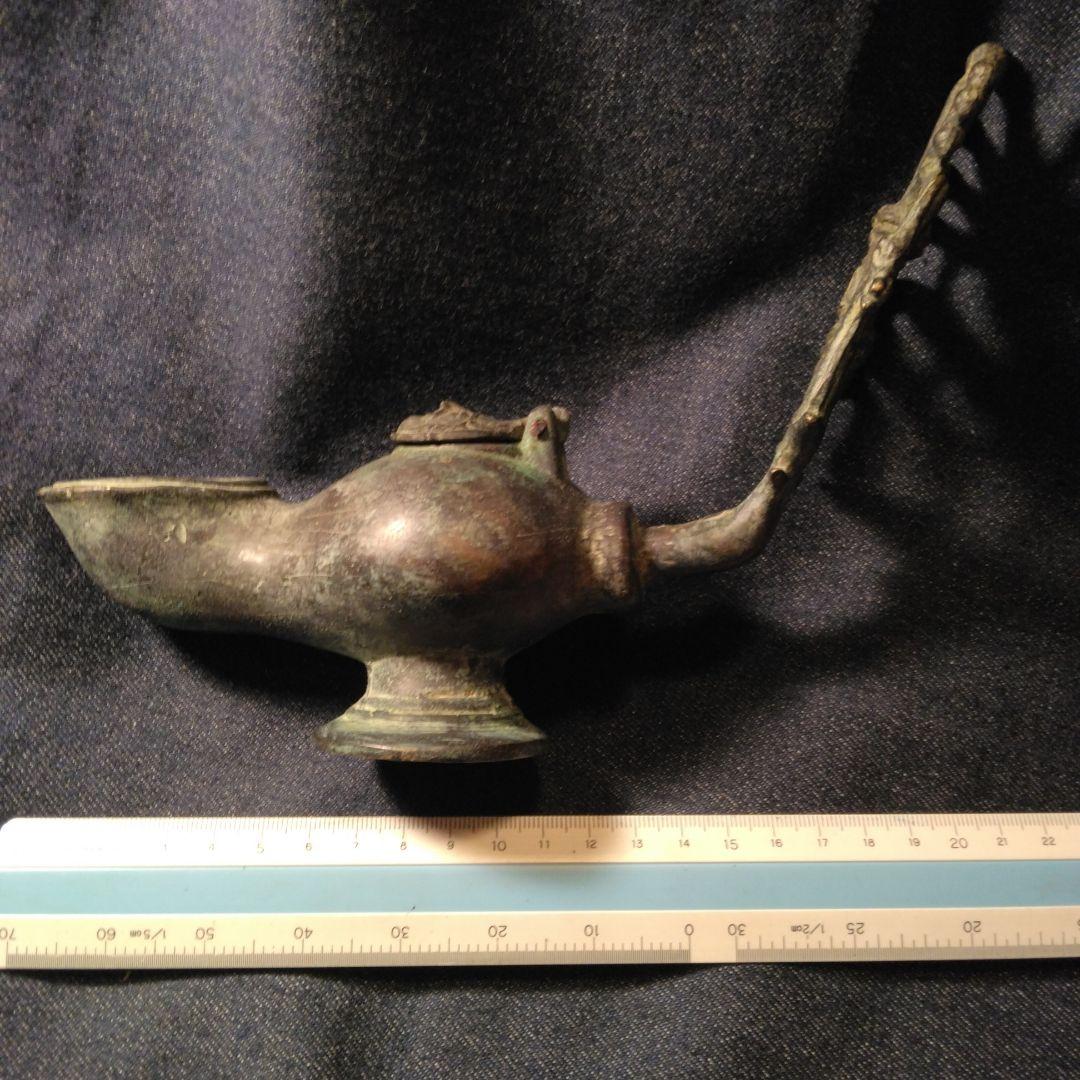 青銅製アンティーク雑貨　外国製灯火器　ランプ