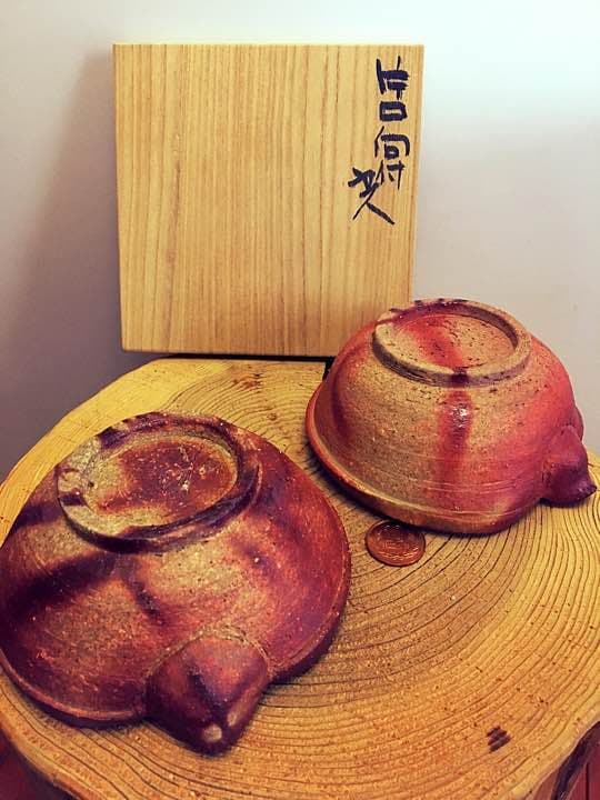 新品未使用☆備前焼 穴窯 森 青史 片口 酒器 共箱 骨董 古美術