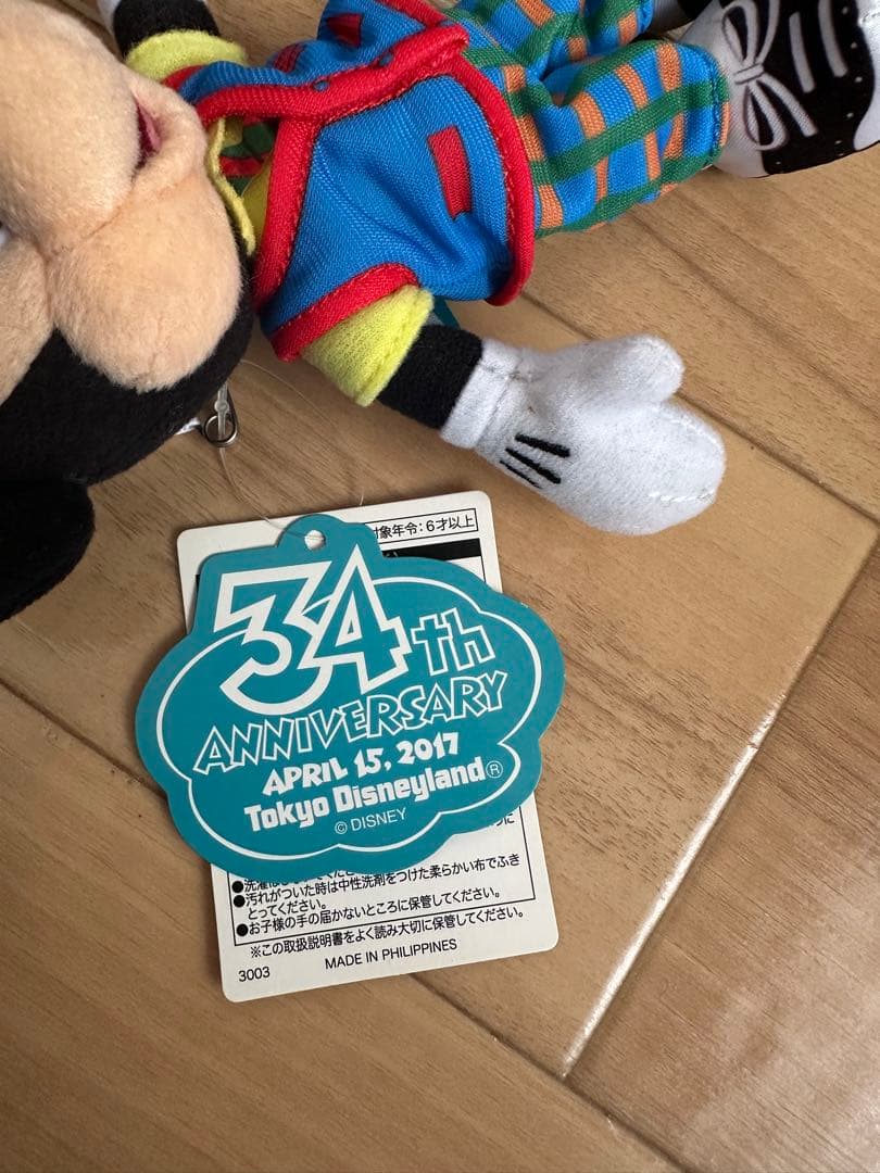【新品タグ付き】ディズニーランド34周年　トゥーンタウン　ミッキーミニーぬいば