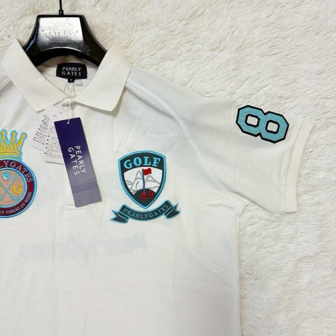 XL相当 パーリーゲイツ ポロシャツ ゴルフウェア ワッペン 刺繍 鹿の子