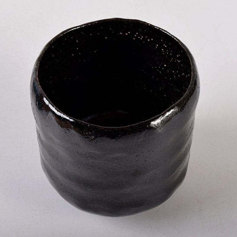 HCM　茶道具　伊東陶山造　黒楽筒茶碗　共布共箱　V　R8149