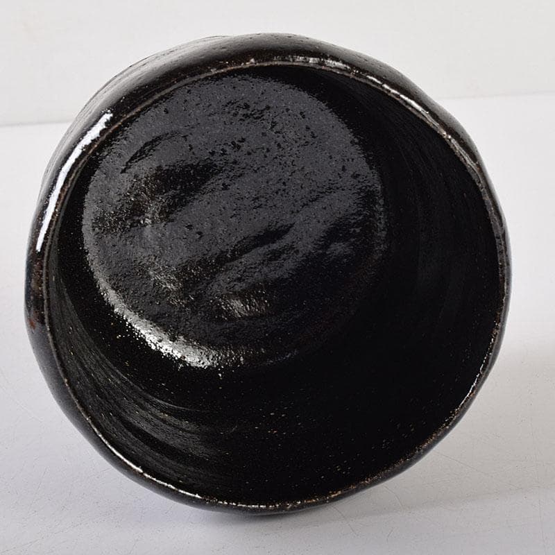 HCM　茶道具　伊東陶山造　黒楽筒茶碗　共布共箱　V　R8149