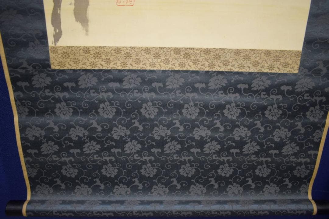 真作/山田秋坪/鵯に南天図/花鳥図/絹表装/布袋屋掛軸HJ-597