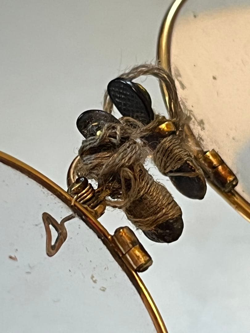 【タスケさん専用】パリ購入 フランスアンティーク フィンチメガネ 鼻眼鏡 ￼丸型