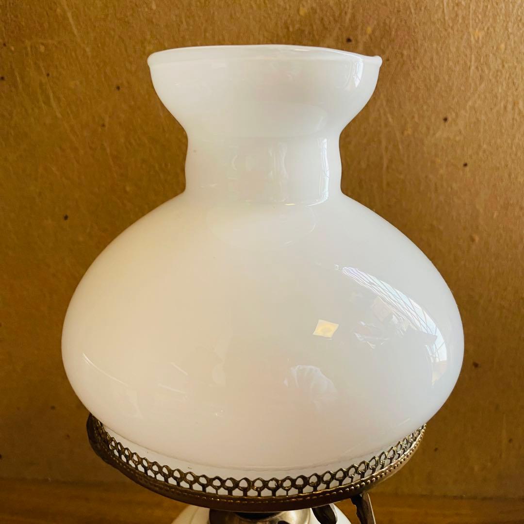 アンティーク テーブルランプ 卓上ランプ 乳白ガラス レトロ インテリア 花柄